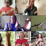 Screenshot van video Ta Escrito met diverse muzikanten, zangeressen en een signdancer.